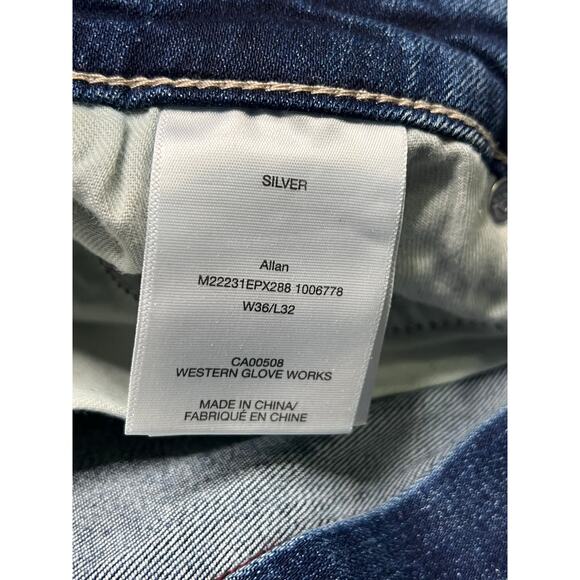 Silver Allan Slim Fit Straight Leg Jeans Mens 36 x 32 Blue Medium Wash Denim Y2K - Picture 5 of 16